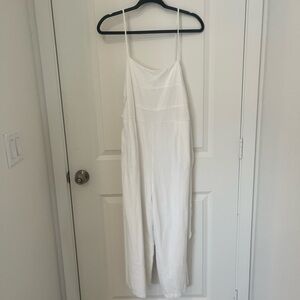 White Linen Spaghetti Strap Jumpsuit